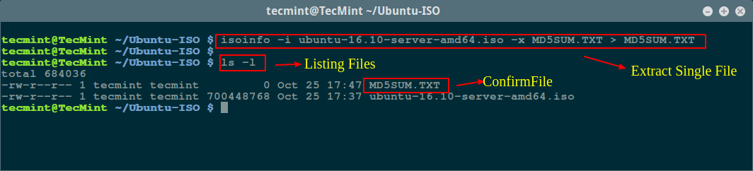 Extract Single File from ISO in Linux